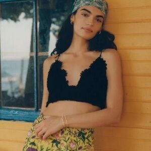 Magali Pascale Emiliana Lace Cropped Bralette black size medium new with tags